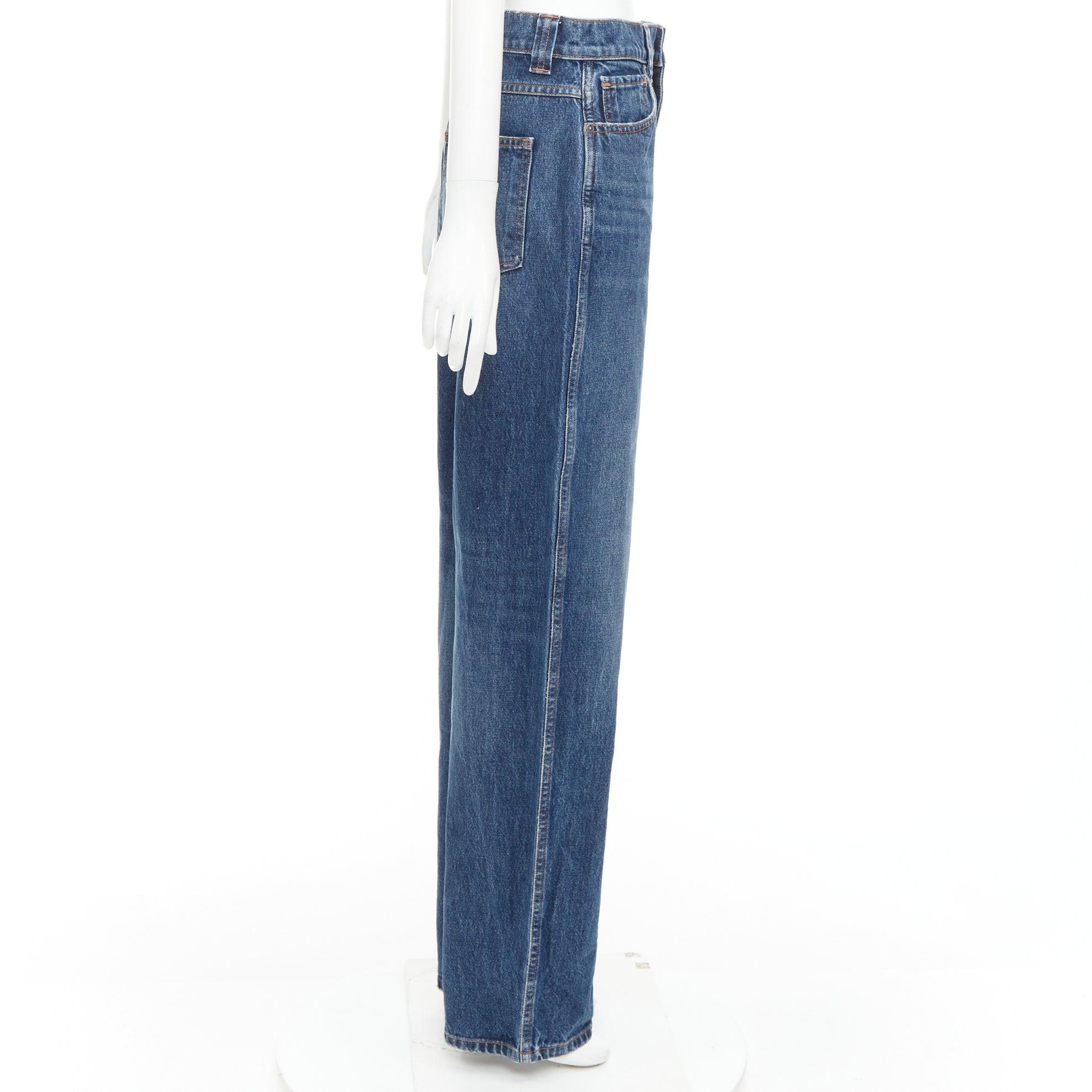 KHAITE Albi bleu foncé délavé taille haute jeans décontracté 30