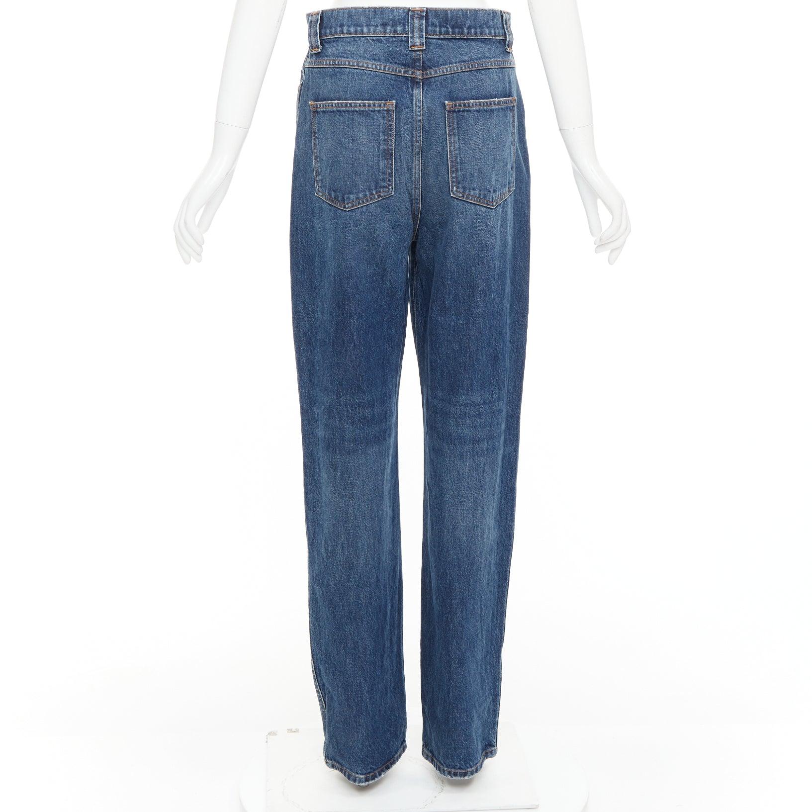 KHAITE Albi bleu foncé délavé taille haute jeans décontracté 30