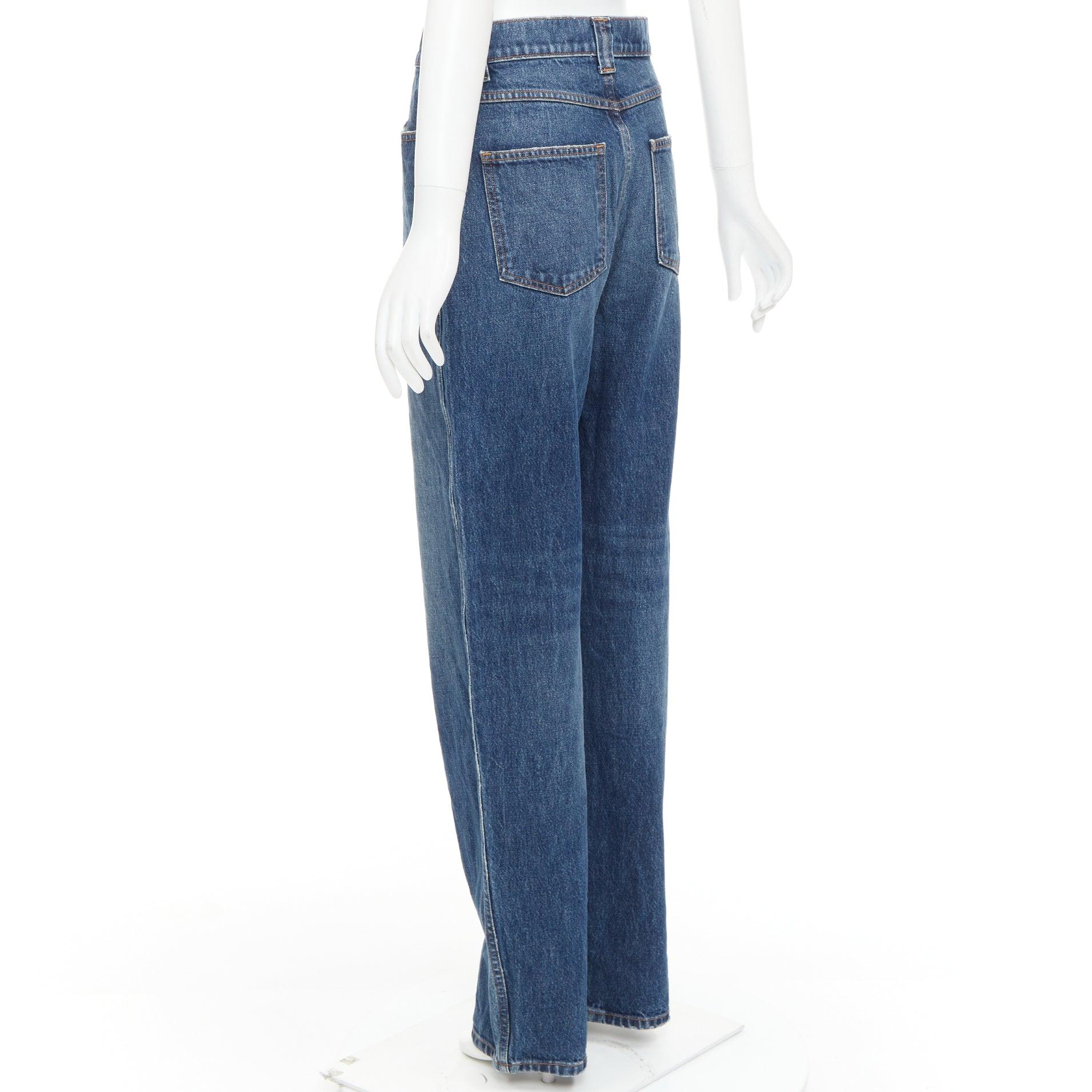 KHAITE Albi bleu foncé délavé taille haute jeans décontracté 30
