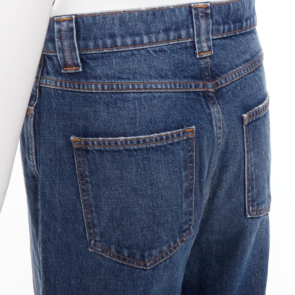 KHAITE Albi bleu foncé délavé taille haute jeans décontracté 30
