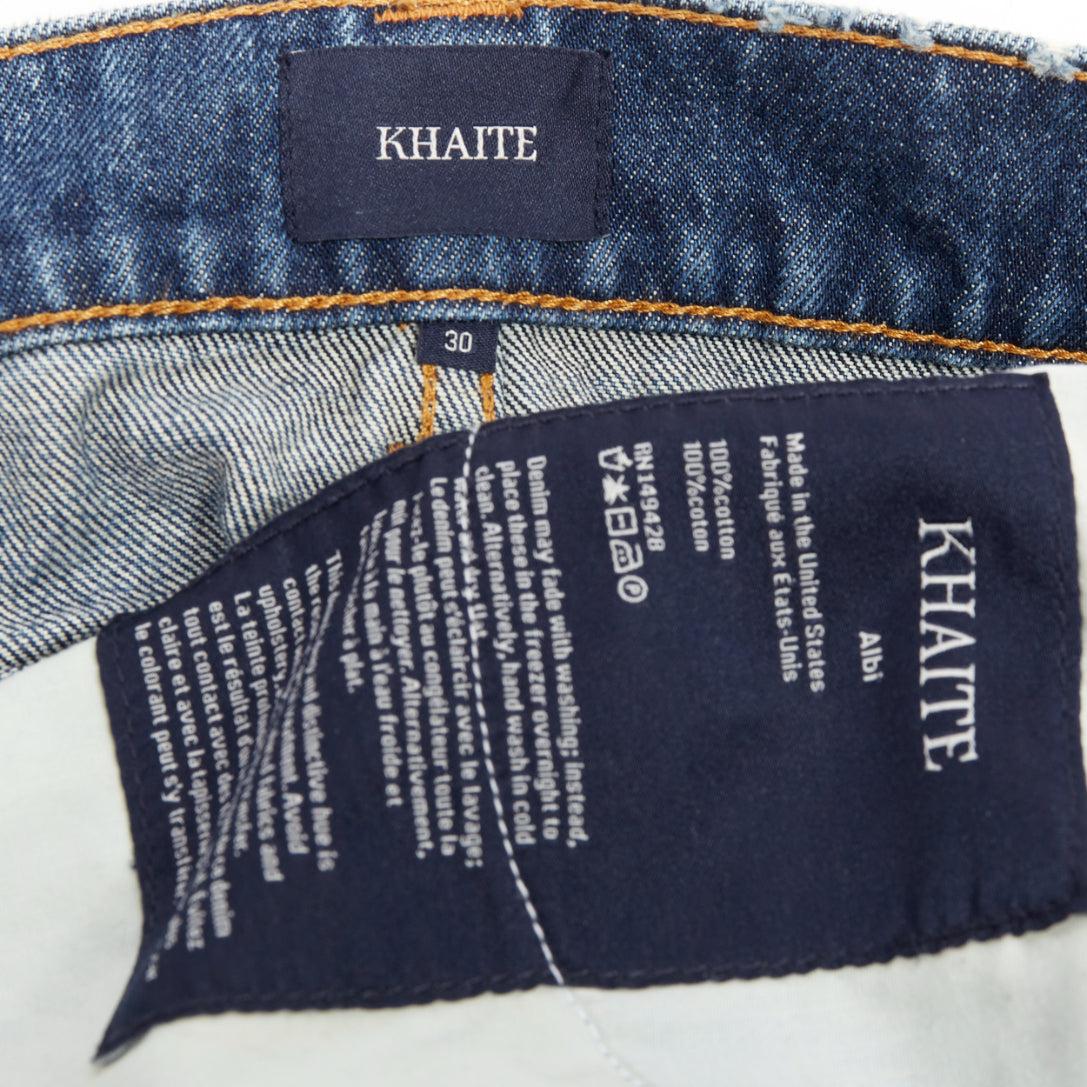 KHAITE Albi bleu foncé délavé taille haute jeans décontracté 30