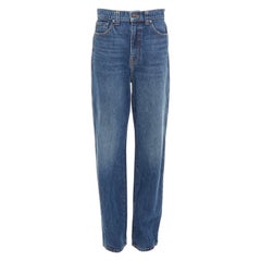 KHAITE Albi blu scuro lavato, jeans a vita alta affusolati e rilassati da 30 pollici
