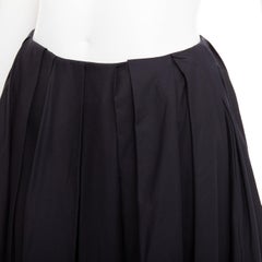 KHAITE black 100% cotton invisible waistband pleated full tea length skirt US2 S