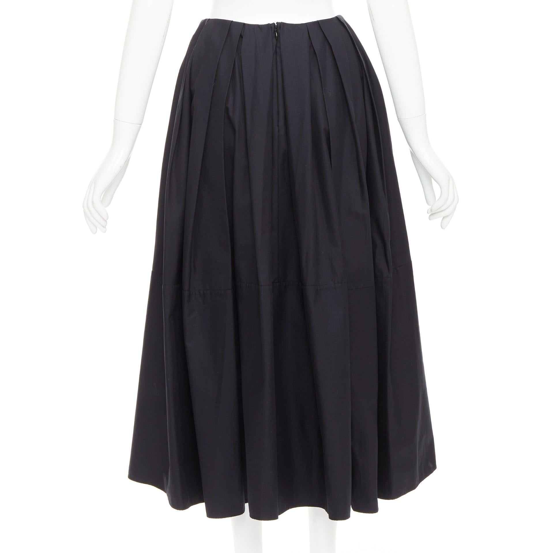 Donna KHAITE nero 100% cotone fascia invisibile in vita gonna a pieghe a tutta lunghezza US2 S in vendita