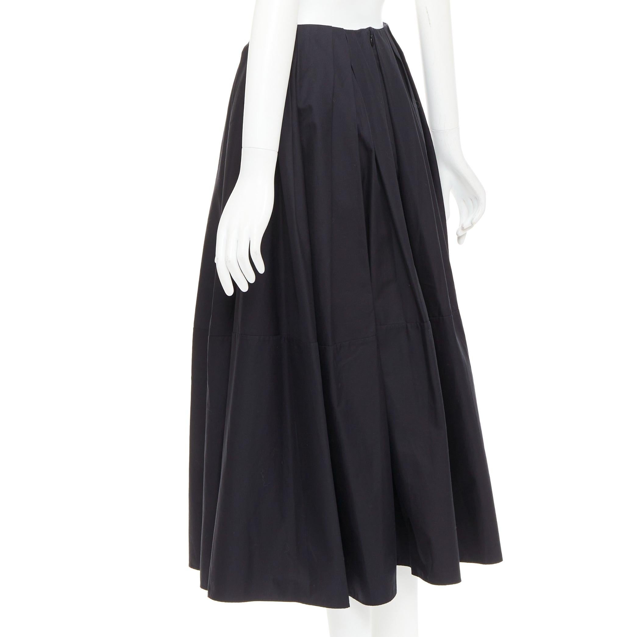 KHAITE nero 100% cotone fascia invisibile in vita gonna a pieghe a tutta lunghezza US2 S in vendita 1