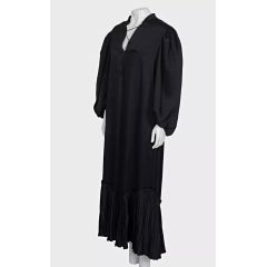 Khaite Black Lace-Up Maxi Dramatic Puff Sleeves Dress Sz.L