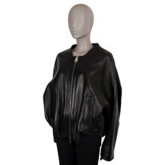 KHAITE black leather 2025 HEWIT OVERSIZED BOMBER Jacket M