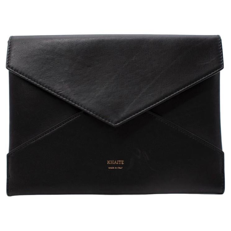 Khaite Black Leather Envelope Pouch For Sale