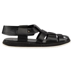 Khaite Black Leather Woven Sandals Size IT 40.5