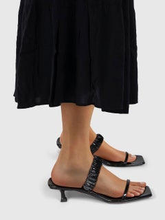 Khaite Black Patent Ruched Georgia Sandals Size IT 38.5