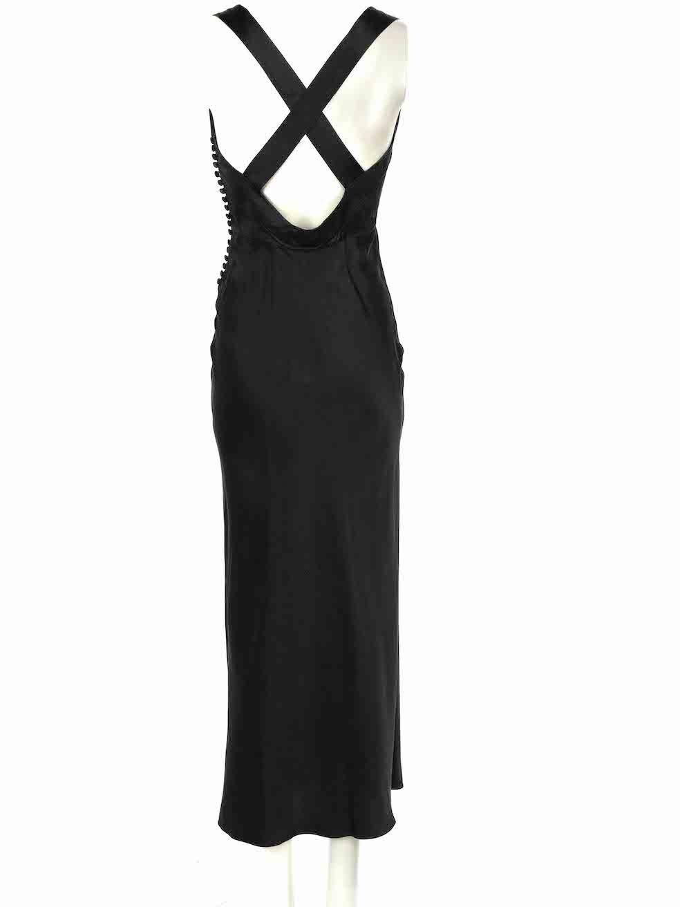 Khaite Black Silk V-Neck Midi Length Dress Size XXS In Excellent Condition In London, GB
