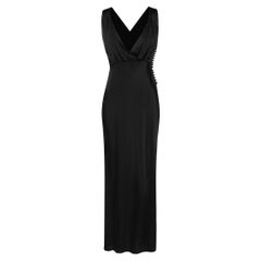Khaite Black Silk V-Neck Midi Length Dress Size XXS