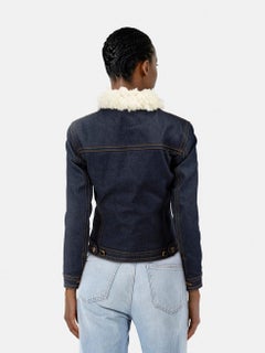 Khaite Blue Denim Faux Shearling Lined Jacket Size XS