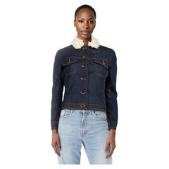 Khaite Blue Denim Faux Shearling Lined Jacket Size XS