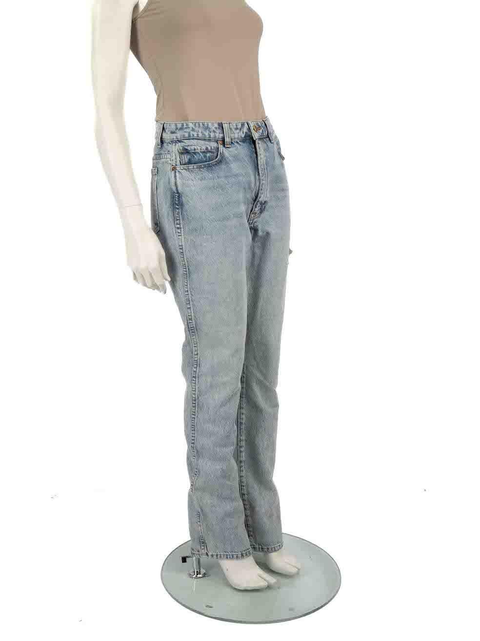 CONDITION is Very good. Minimal wear to denim is evident. Minimal distress to the rise, front right small pocket and to both hemlines. Small discolouration to the front bottom left leg and both bottom rear legs on this used Khaite designer resale