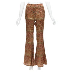 KHAITE bronze burgundy floral high waist pleated flare pants US0 XS
