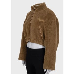 Giacca bomber corta e aderente Khaite Brown, taglia M, con chiusura a zip