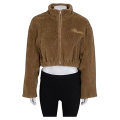 Giacca bomber corta e aderente Khaite Brown, taglia M, con chiusura a zip