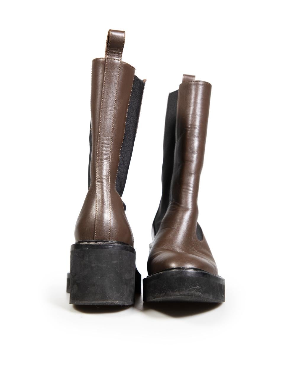 Khaite Botas de piel marrón con puntera de almendra tamaño IT 36.5 Negro en venta