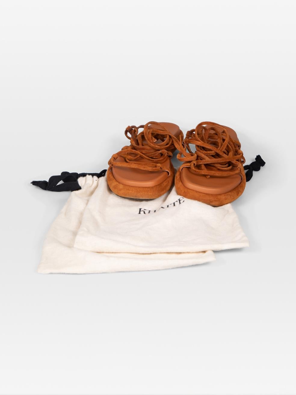Khaite Brown Suede Gladiator Wrap Sandals Size IT 40 For Sale 6