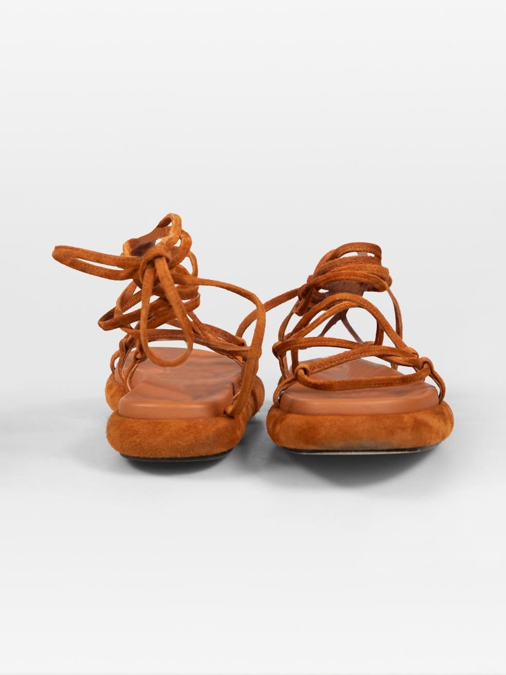 Khaite Brown Suede Gladiator Wrap Sandals Size IT 40 In Good Condition For Sale In London, GB