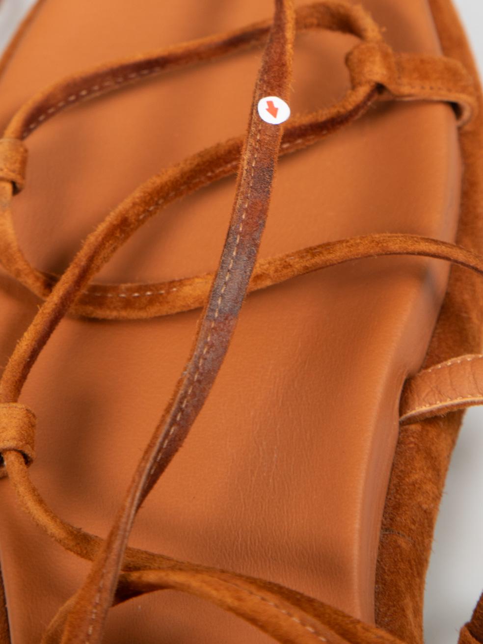 Khaite Brown Suede Gladiator Wrap Sandals Size IT 40 For Sale 4
