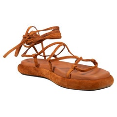Khaite Brown Suede Gladiator Wrap Sandals Size IT 40