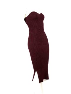 Khaite Burgundy Strapless Midi Dress Size XS