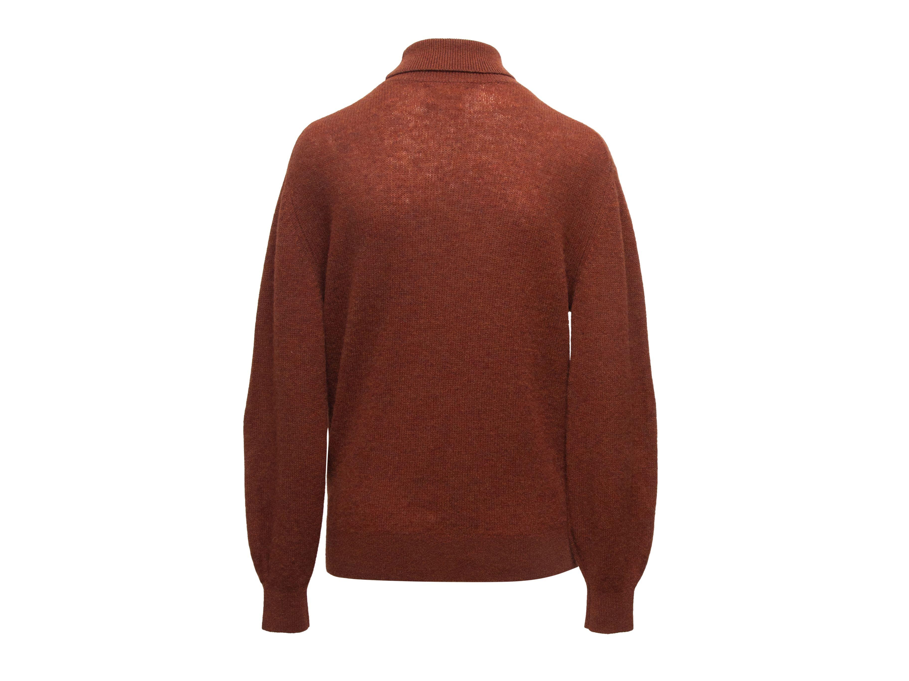 Khaite Burnt Orange Cashmere Mock Neck Sweater In Good Condition In New York, NY
