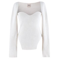 Khaite Cream Maddy Ribbed Sculpted Knitted Top - US 8