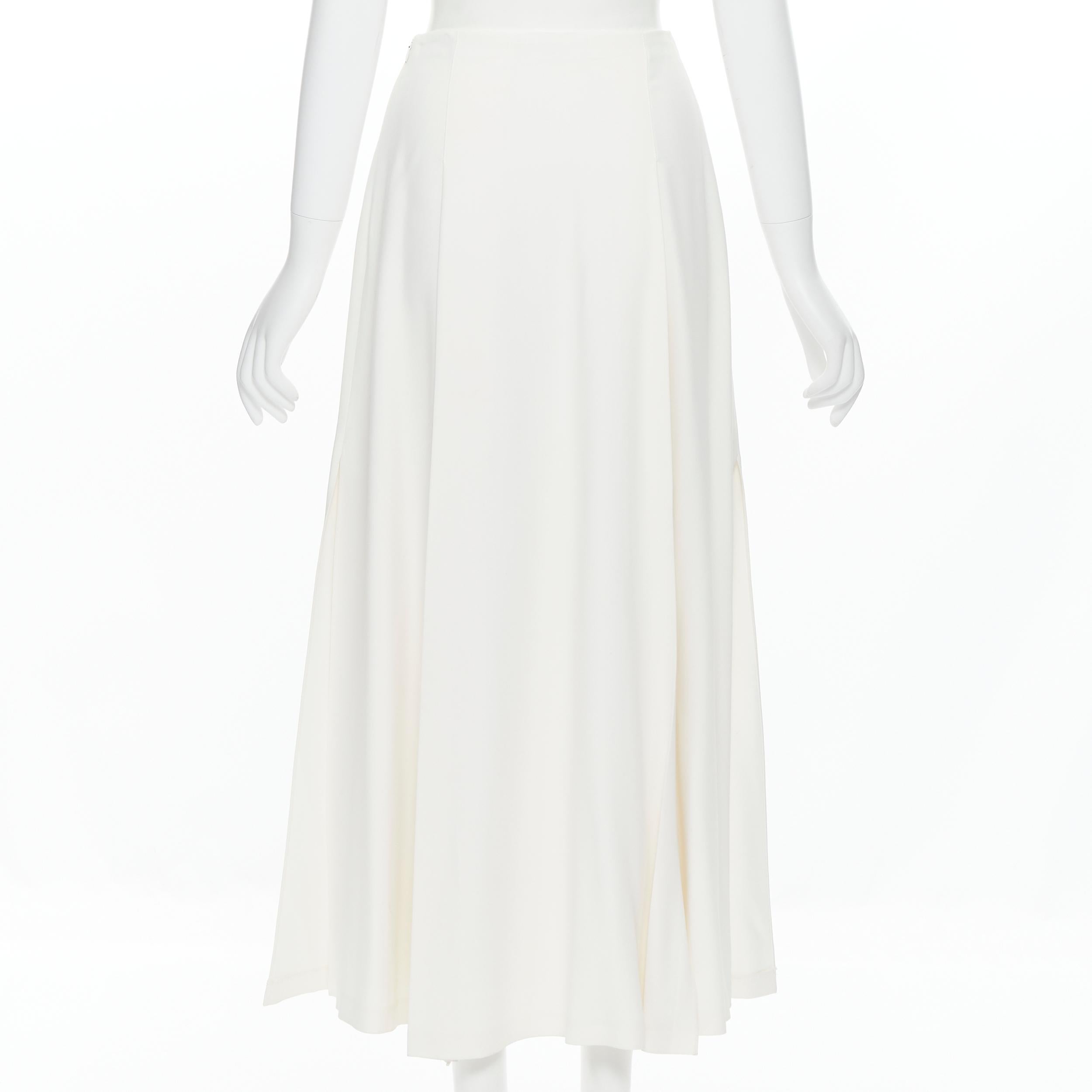 KHAITE cream white viscose panel slit midi skirt US2  XS In Good Condition In Hong Kong, NT