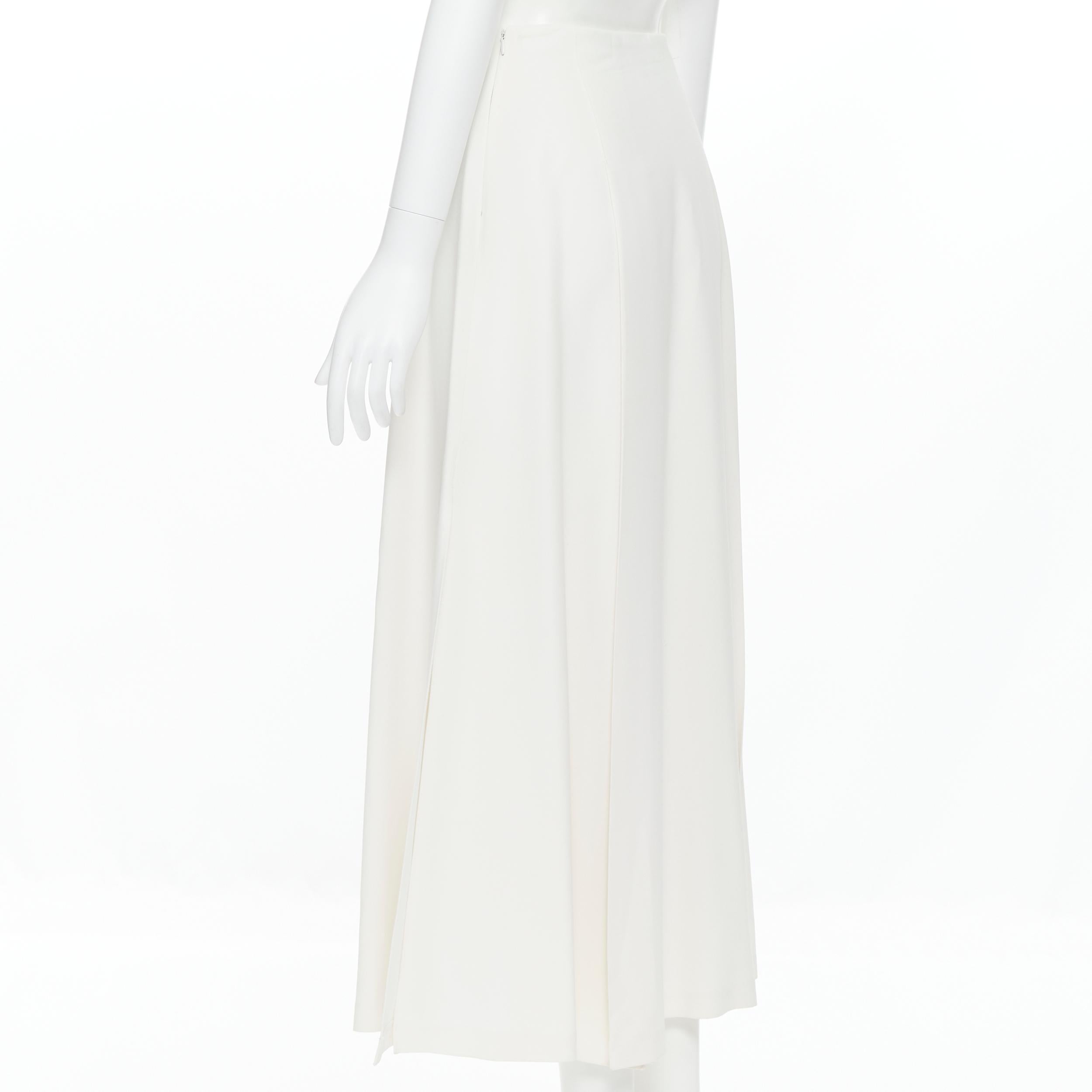 Women's KHAITE cream white viscose panel slit midi skirt US2  XS