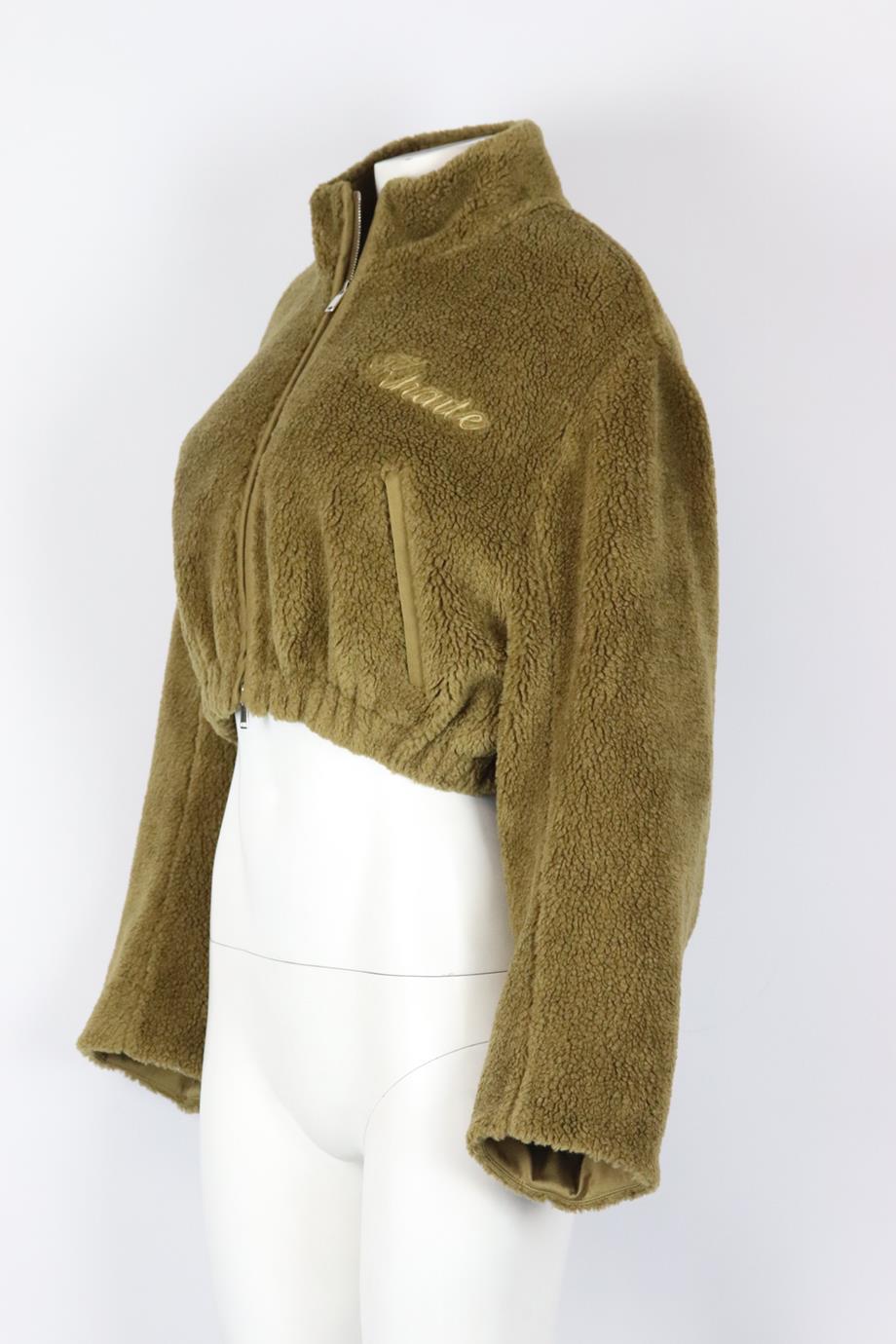 Brown Khaite Cropped Faux Shearling Jacket Small