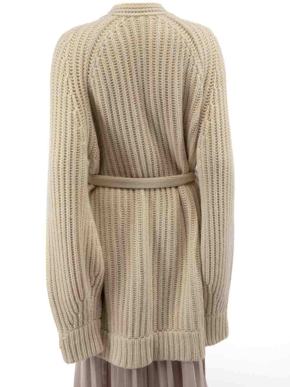 Khait Ecru Kaschmir gerippte Strickjacke Größe XL (Beige)