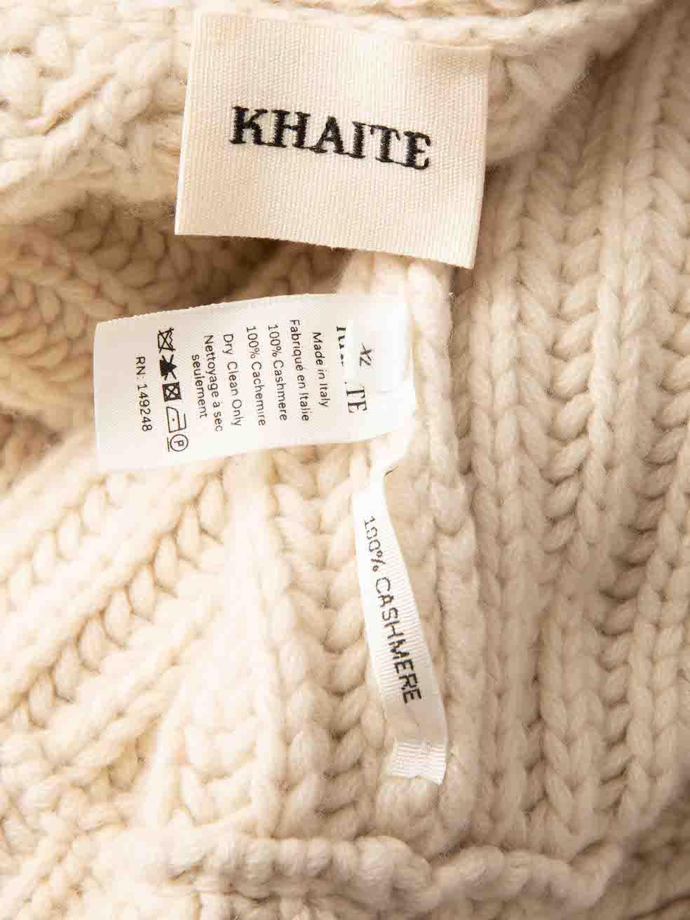 Khait Ecru Kaschmir gerippte Strickjacke Größe XL im Zustand „Hervorragend“ in London, GB