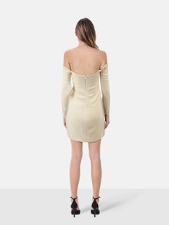 Khaite Ecru Wool Mini Off Shoulder Dress Size XS