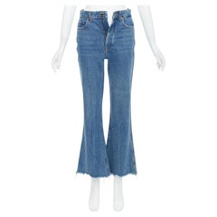 KHAITE Gabbie blue stone washed resin button flare cropped jeans 25"