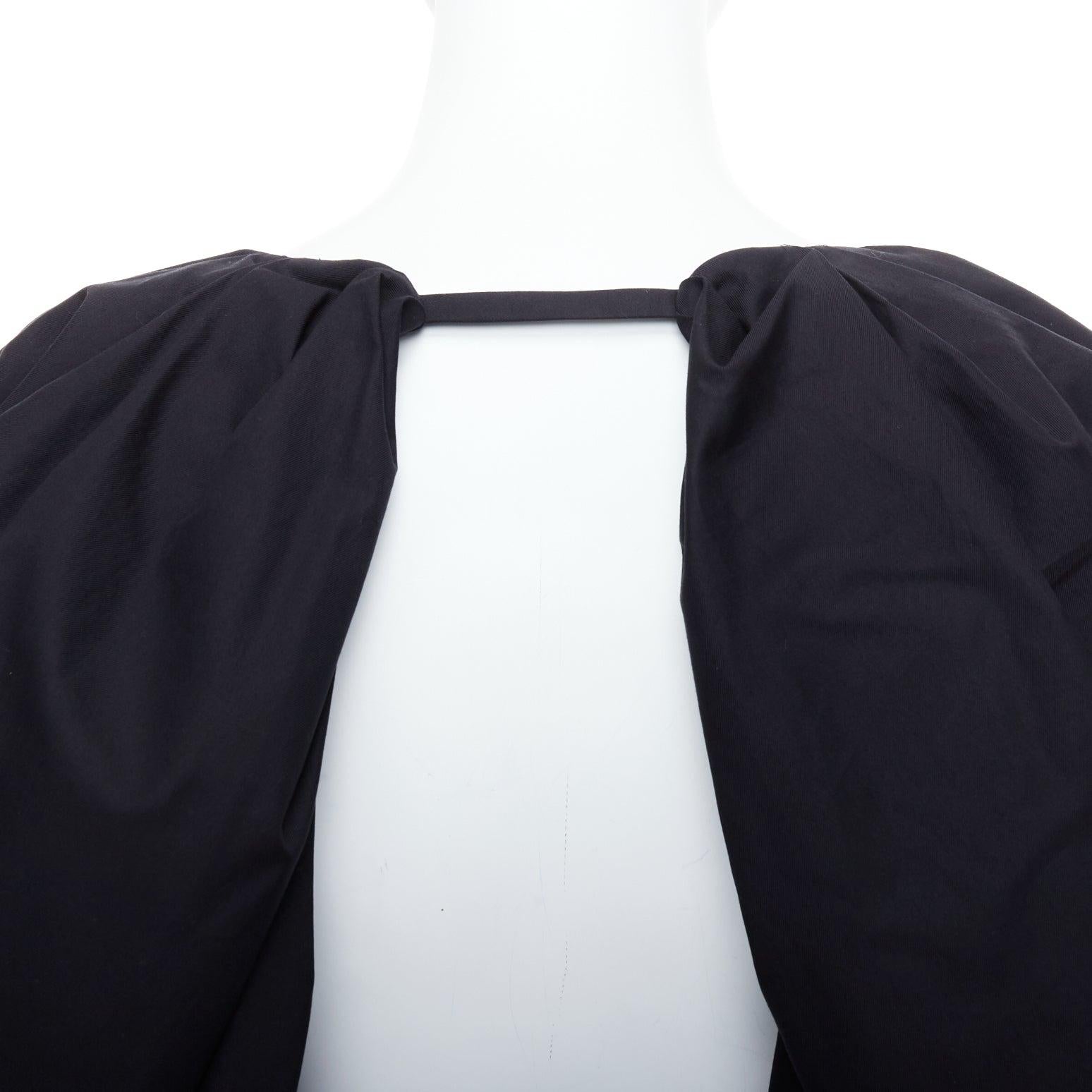 KHAITE Joanne black cotton balloon sleeved midi dress US0 XS For Sale 2