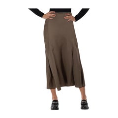 Khaite Khaki Wool Pleated Maxi Skirt Size S
