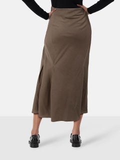 Khaite Khaki Wool Pleated Midi Skirt Size S