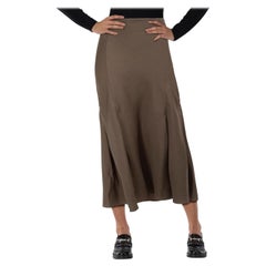 Khaite Khaki Wool Pleated Midi Skirt Size S