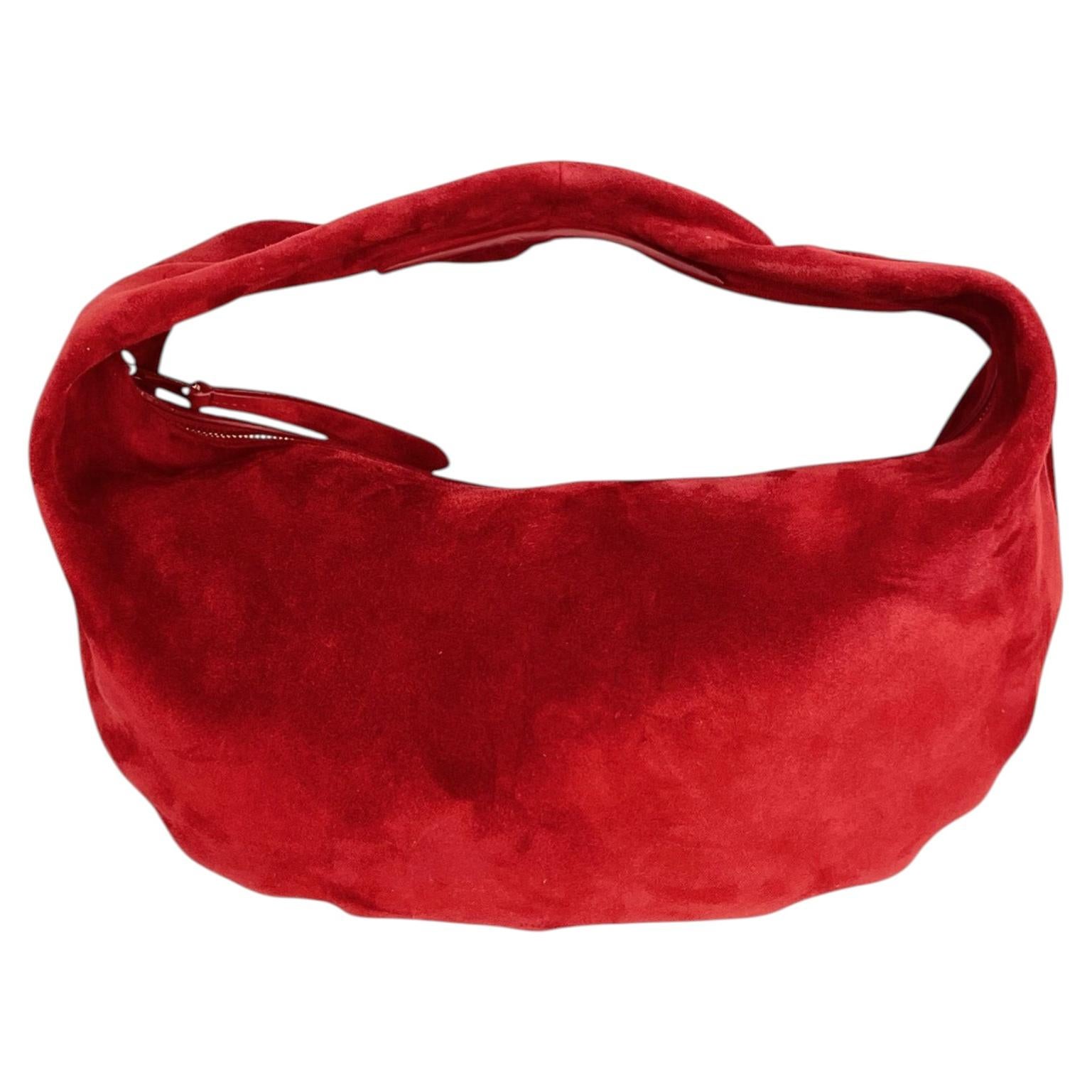 Bolso Khaite Olivia de ante rojo rt $2200