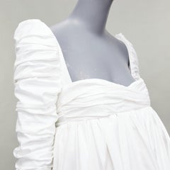 KHAITE Sueanne white manica increspata a cuore impero corsetto mini abito US2 S