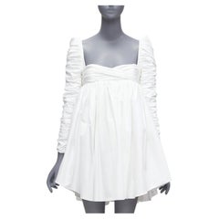 KHAITE Sueanne white manica increspata a cuore impero corsetto mini abito US2 S