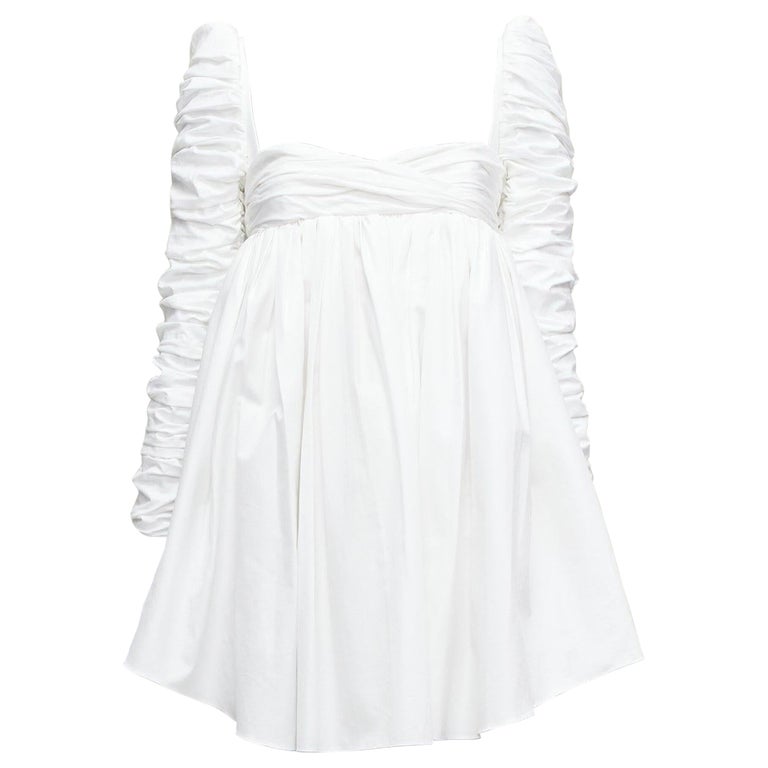 KHAITE Sueanne white ruched sleeve sweetheart empire corseted mini dress  US2 S