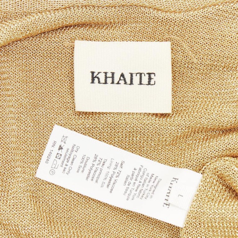 slim fit dress slacks KHAITE Size XL Sukey Gold Viscose Satin Straps Harness Dress Top – Sui  Generis Designer Consignment