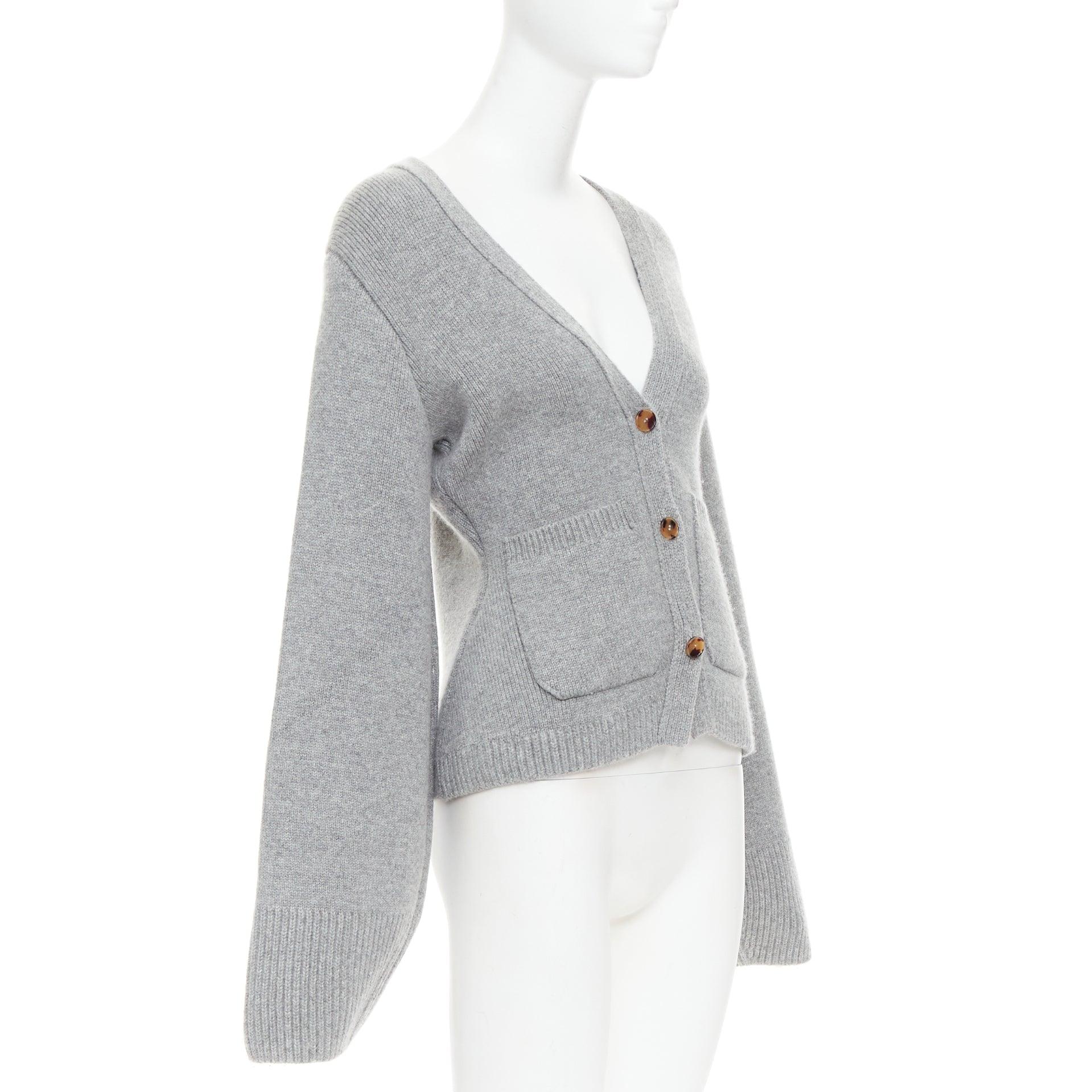 KHAITE The Scarlet cardigan à col en V à poignets géométriques en cachemire gris XS Bon état - En vente à Hong Kong, NT