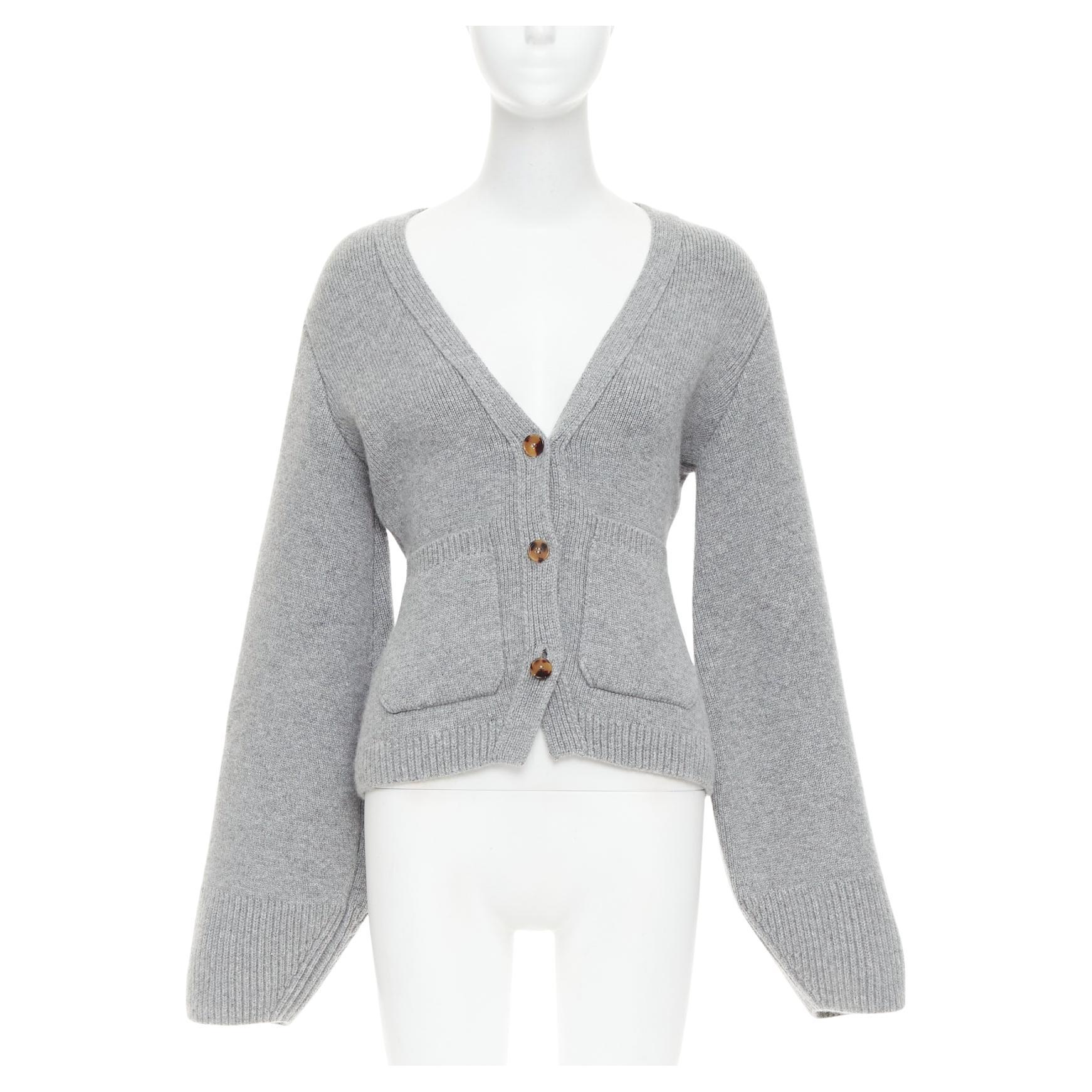 KHAITE The Scarlet cardigan à col en V à poignets géométriques en cachemire gris XS