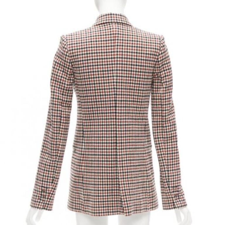 Blazer a un bottone in lana vergine a quadri rosso Vera US0 XS in vendita 1