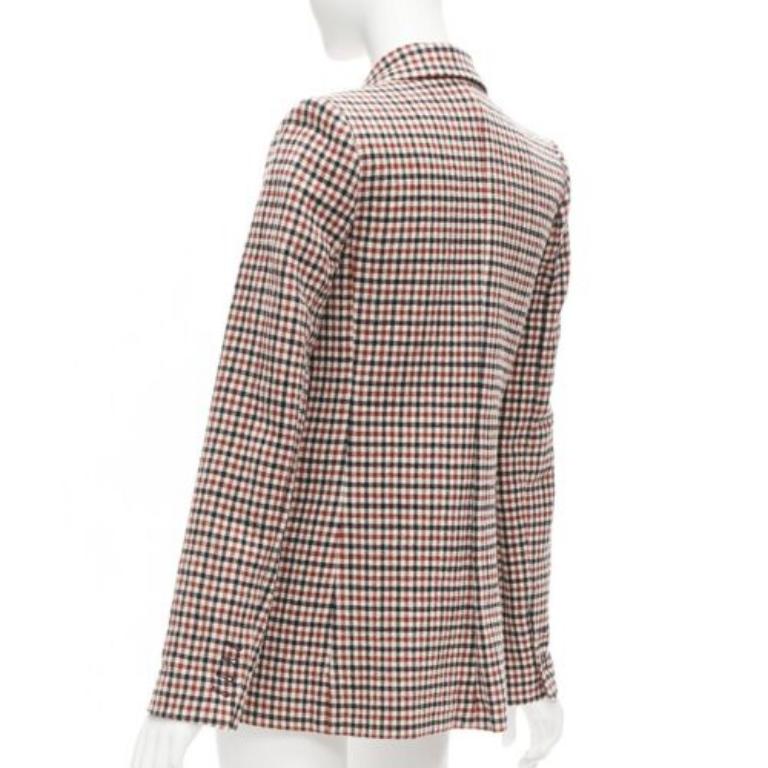 Blazer a un bottone in lana vergine a quadri rosso Vera US0 XS in vendita 2
